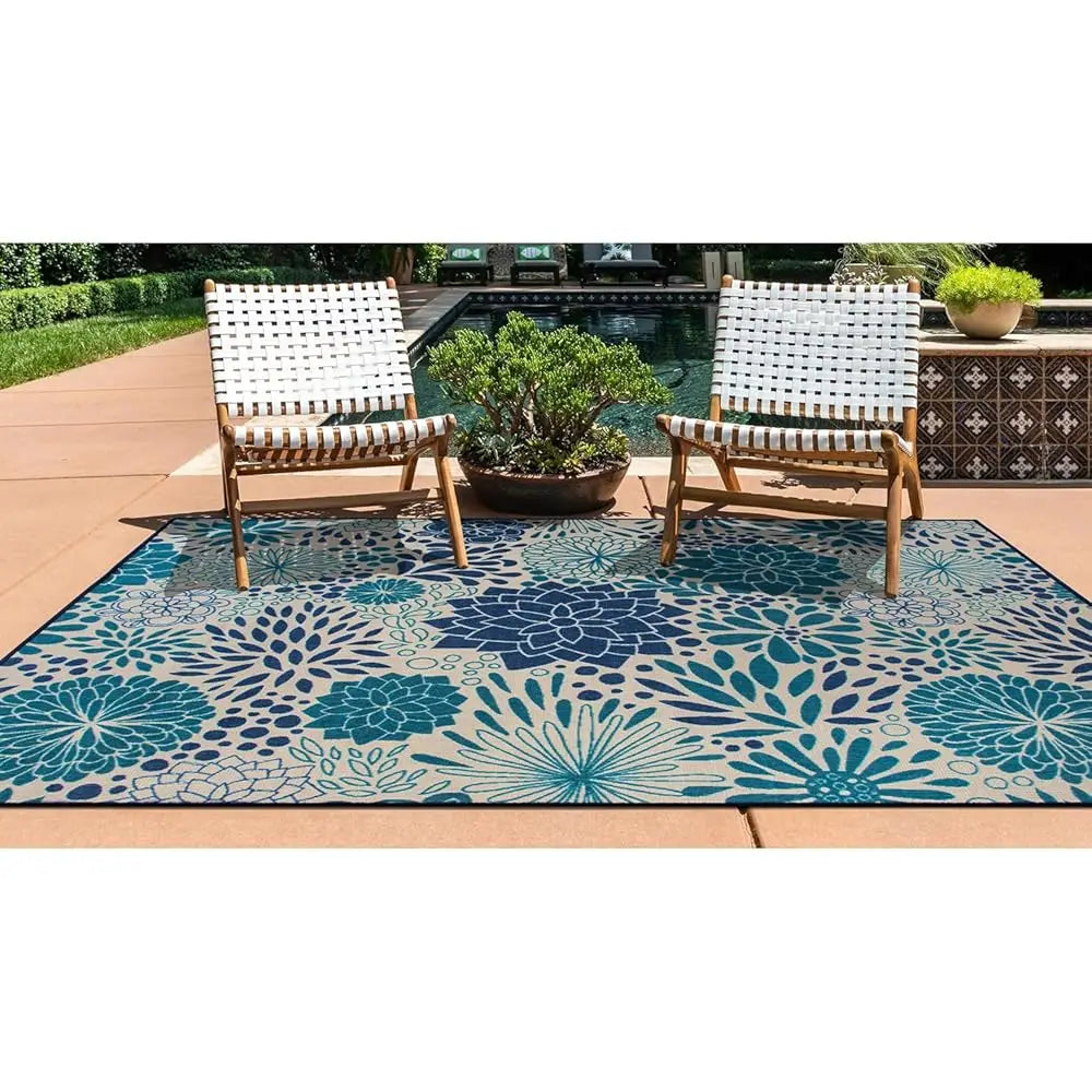 5x7 Modern Floral Circles Outdoor