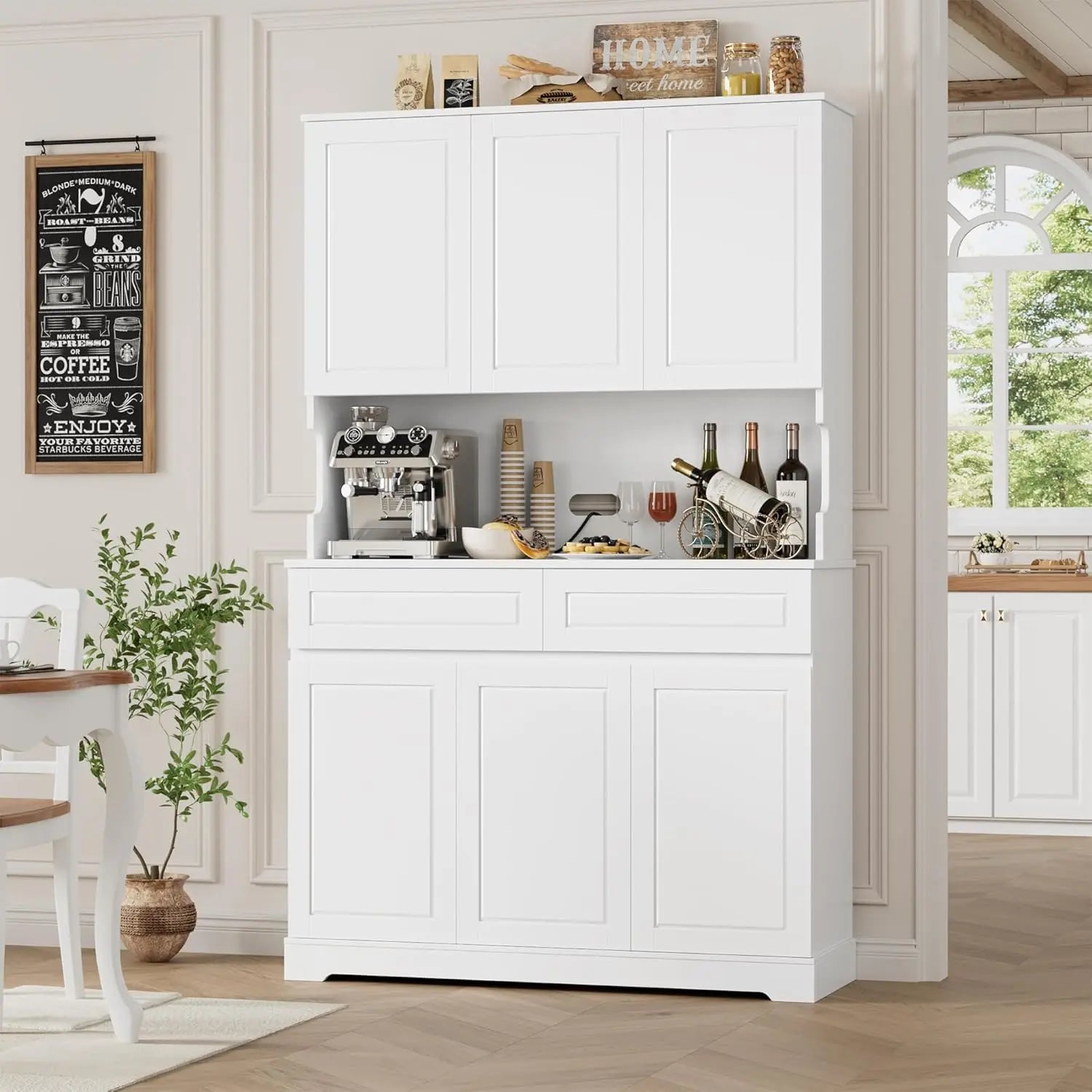 74" Tall Pantry Cabinet 6 Doors 2 Drawers