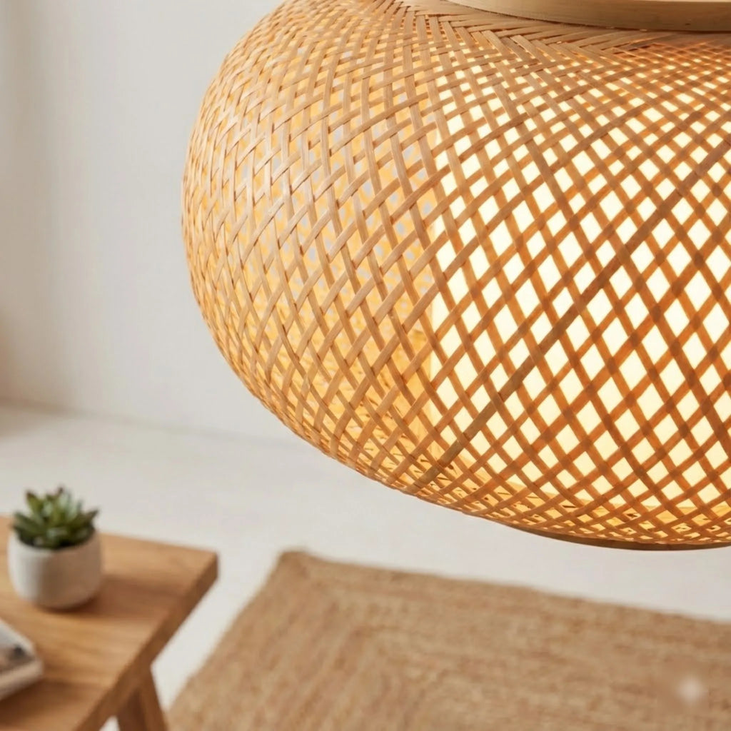 Vintage Bamboo Weave Hanging Lamp