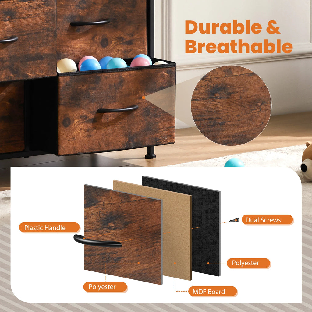10 Fabric Drawer Steel Frame Dresser