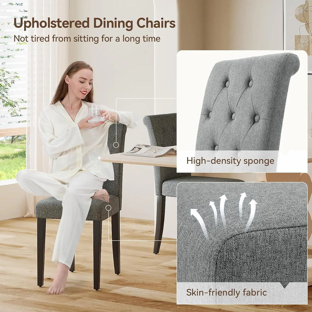 4 Upholstered Button Tufted Parsons