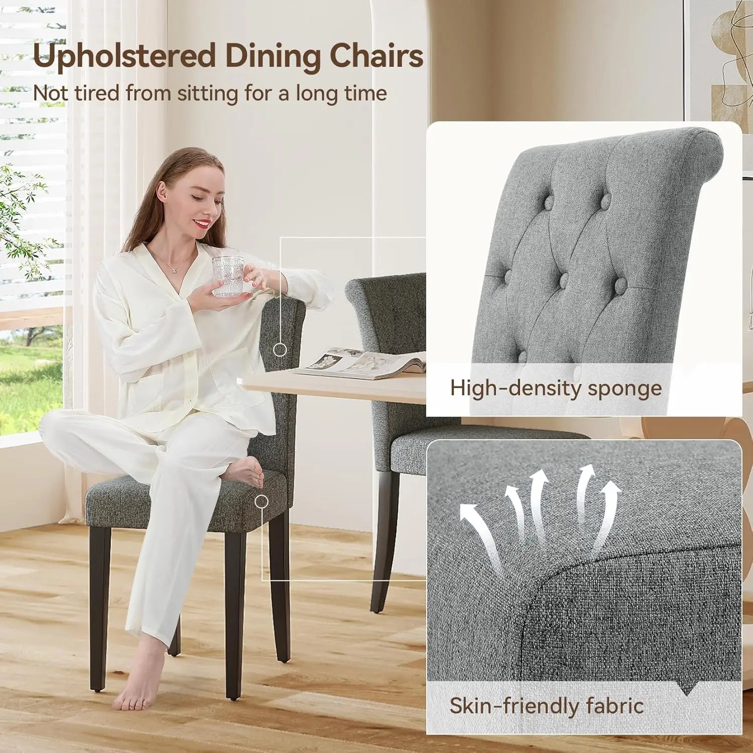 4 Upholstered Button Tufted Parsons