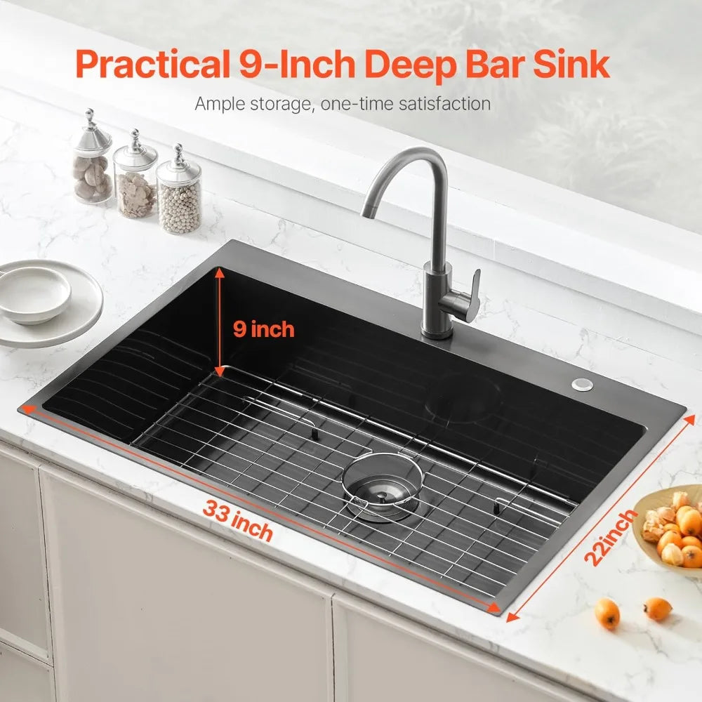 33" Stainless Top Mount Single Bowl Farmhouse