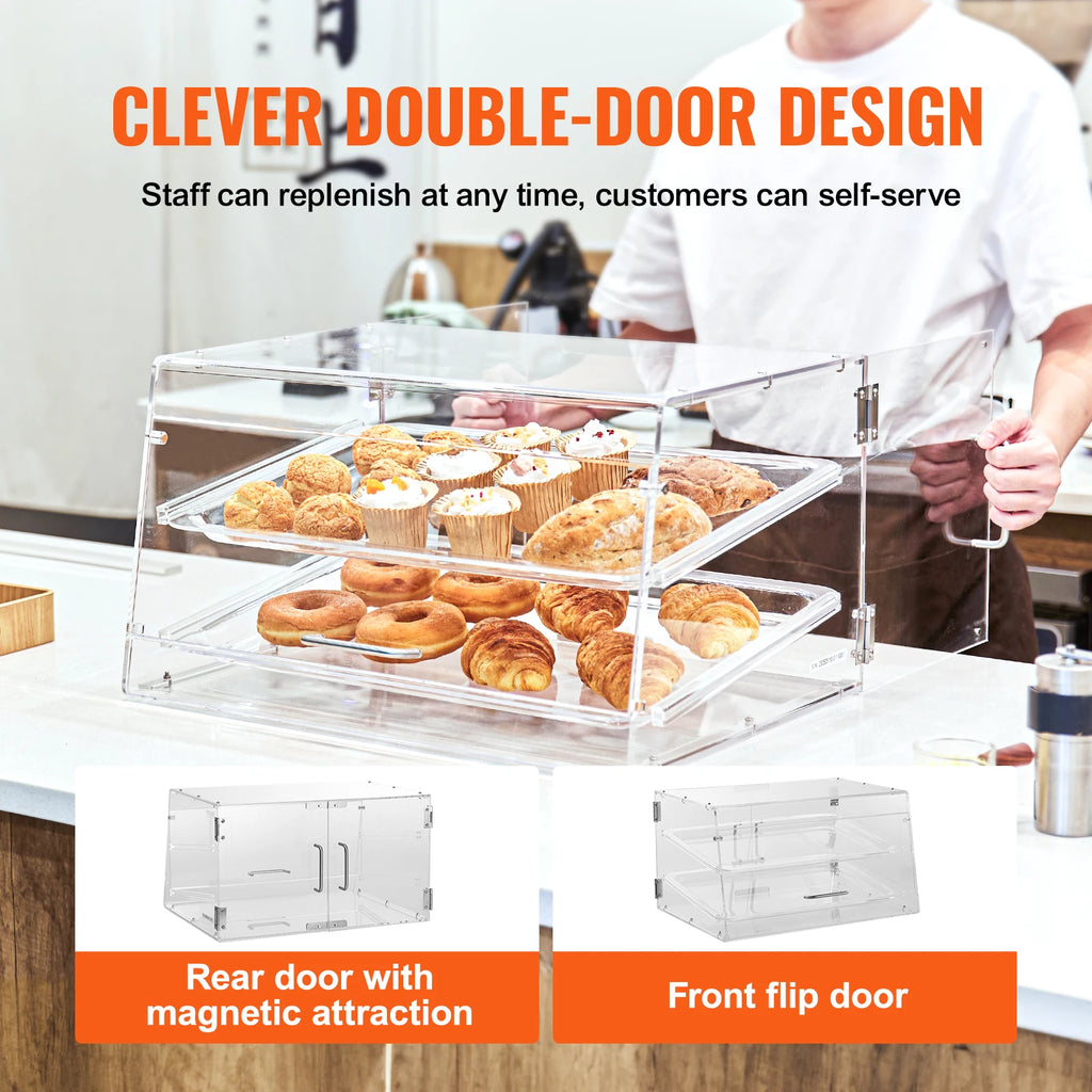 2 Tray Clear Pastry Display Case Acrylic Commercial