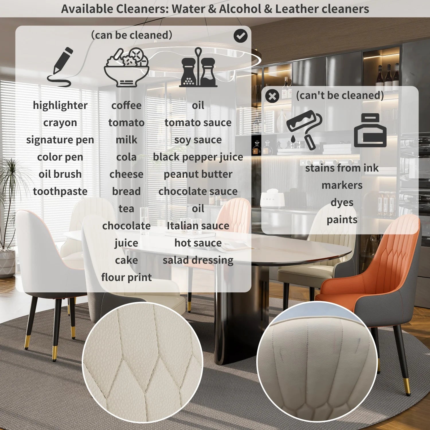 2 Modern Upholstered Cushion Metal Leg