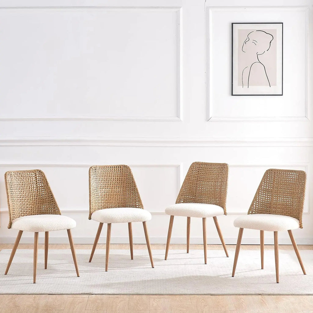 4 Rattan Metal Legs Upholstered