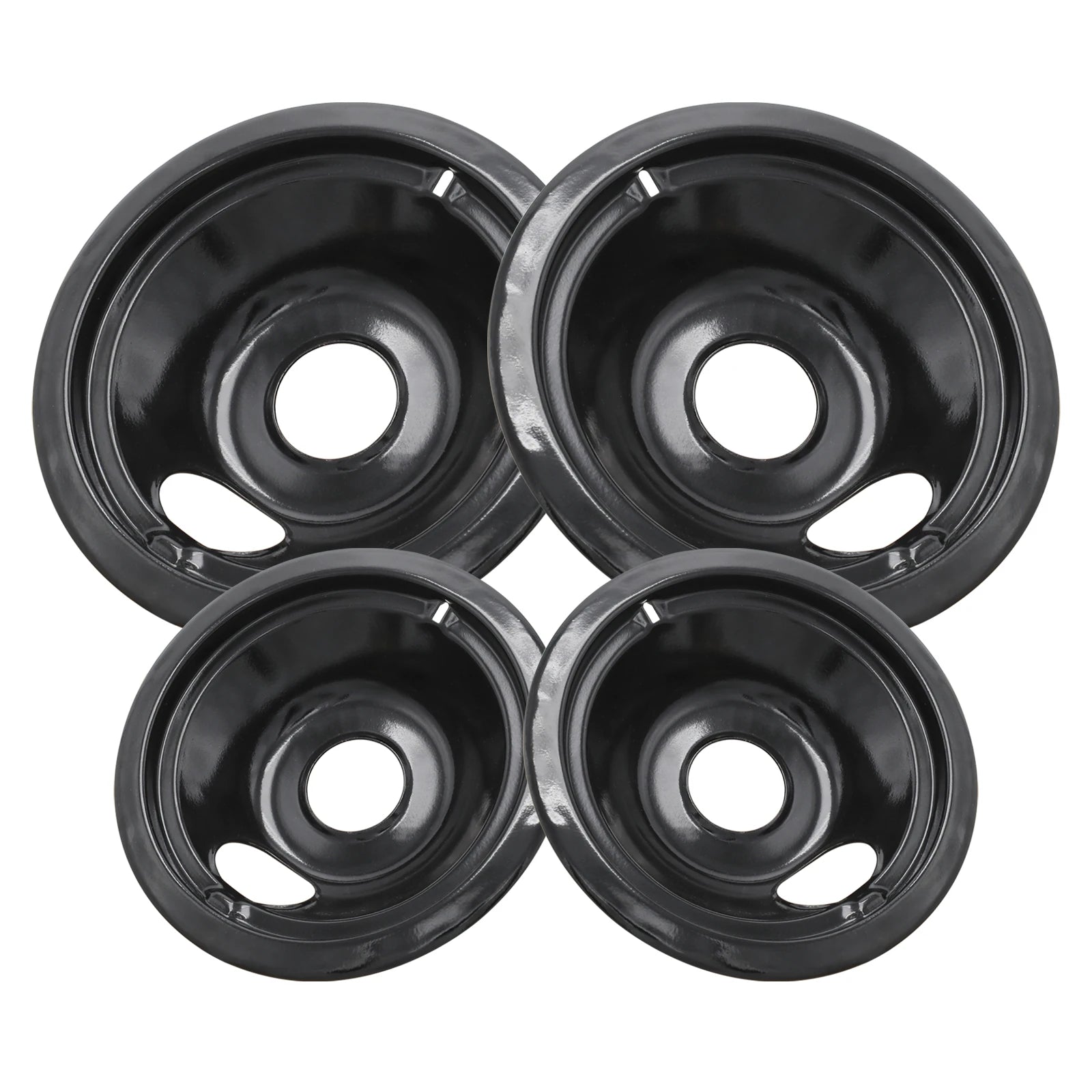 2-6" 2-8" Black Cooktop Drip Pans
