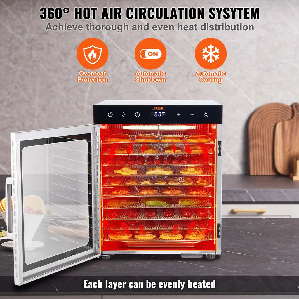 10 Tray Food Dehydrator Stainless 800W/1000W