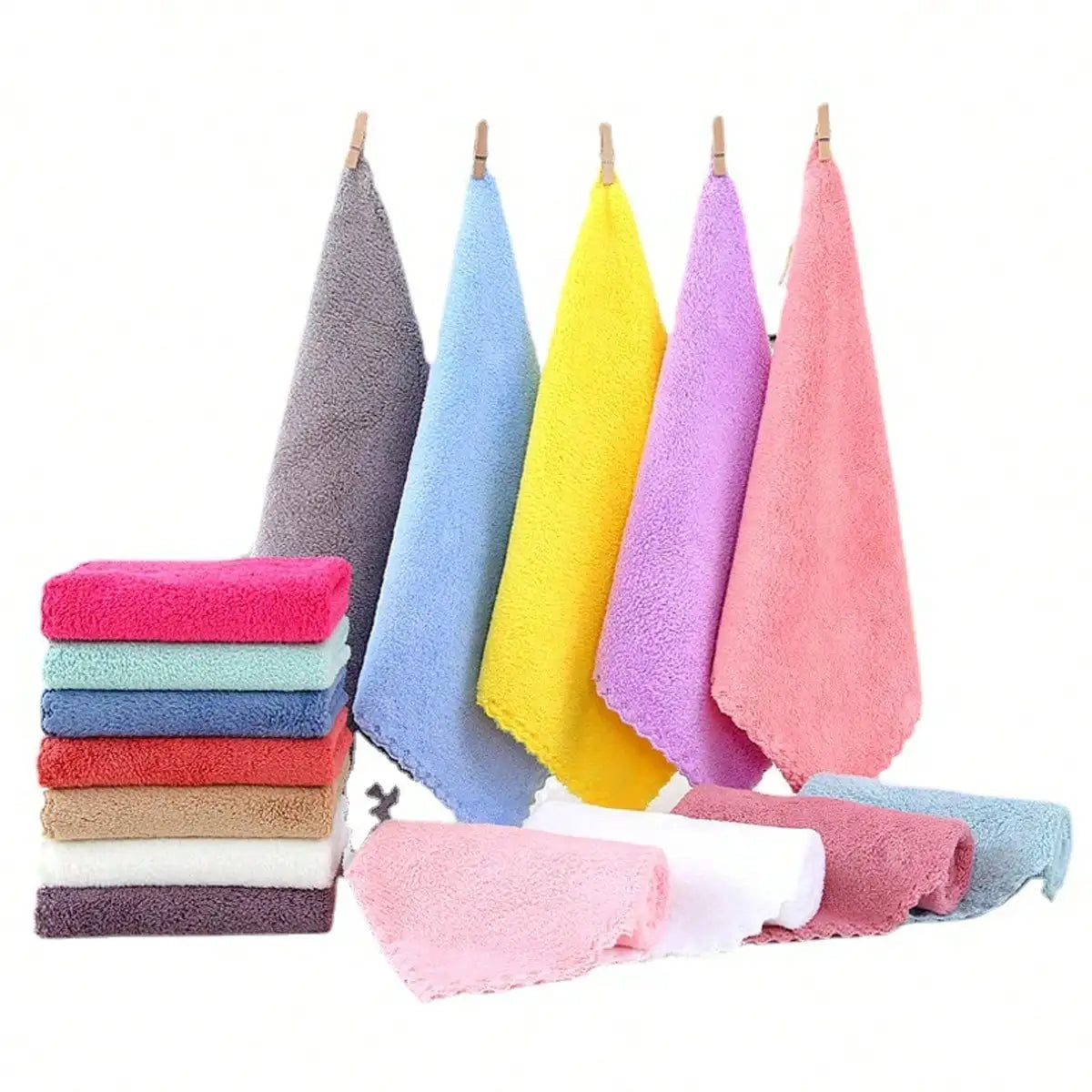 5pcs Fleece Washcloths Set, Soft & Absorbent