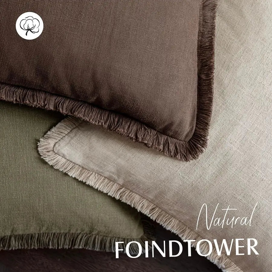 2 Decorative Linen Fringe Covers