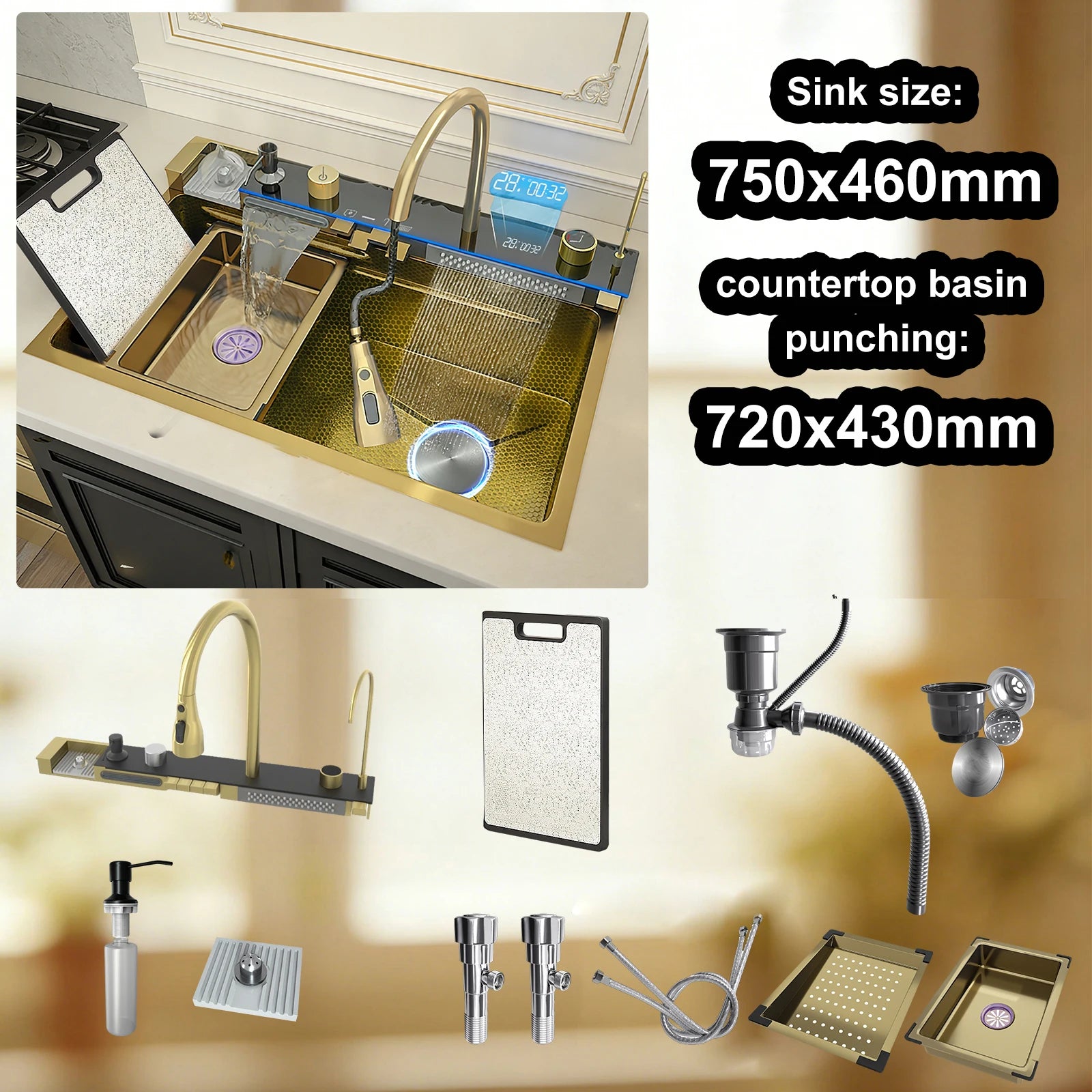 Stainless Sink Digital Display Waterfall