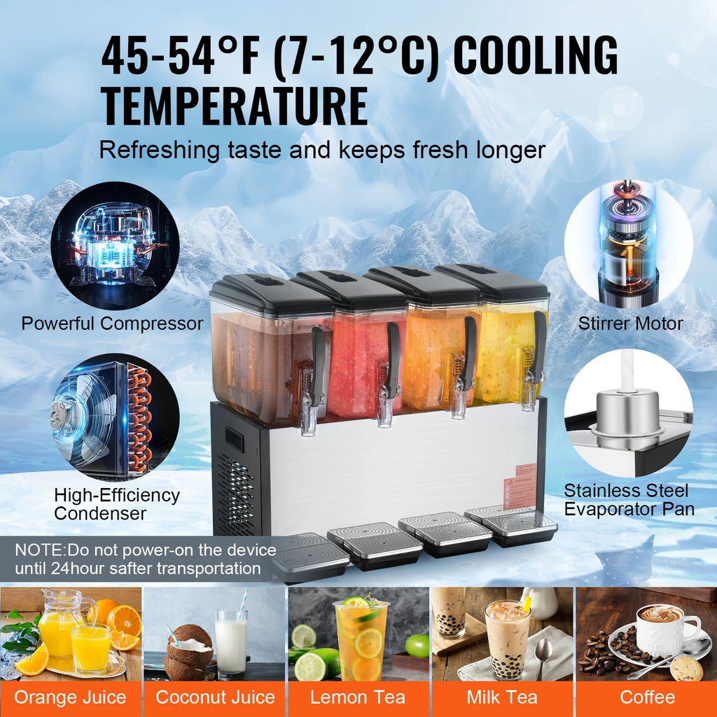 Commercial Beverage Dispenser 4 Tanks 10L/12L Per Tank