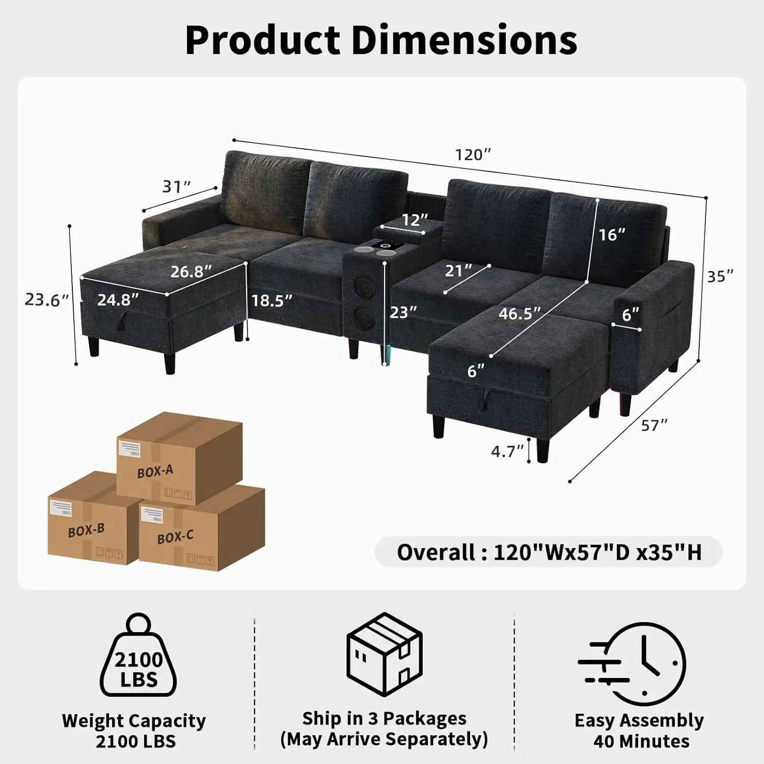 6 Seat Sectional Sofa