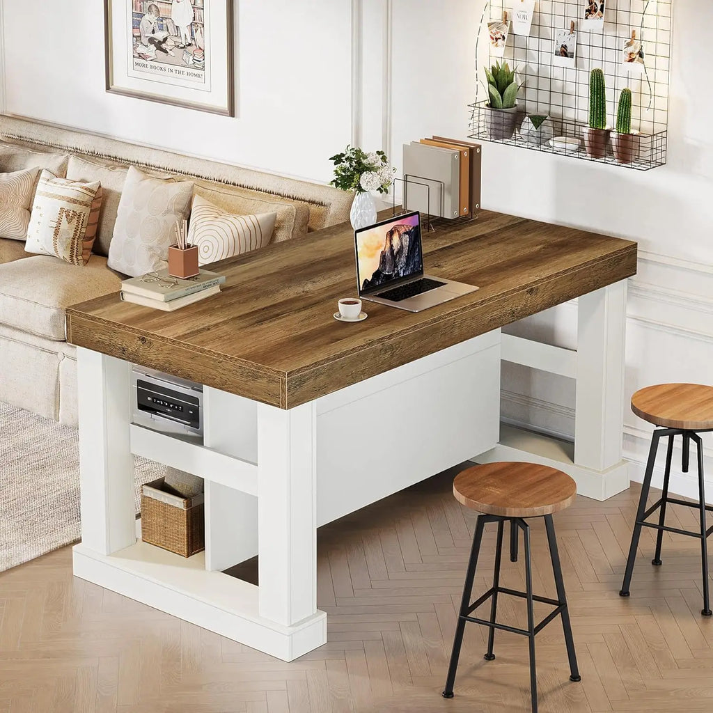 55" Counter Height Bar w/Storage Shelves