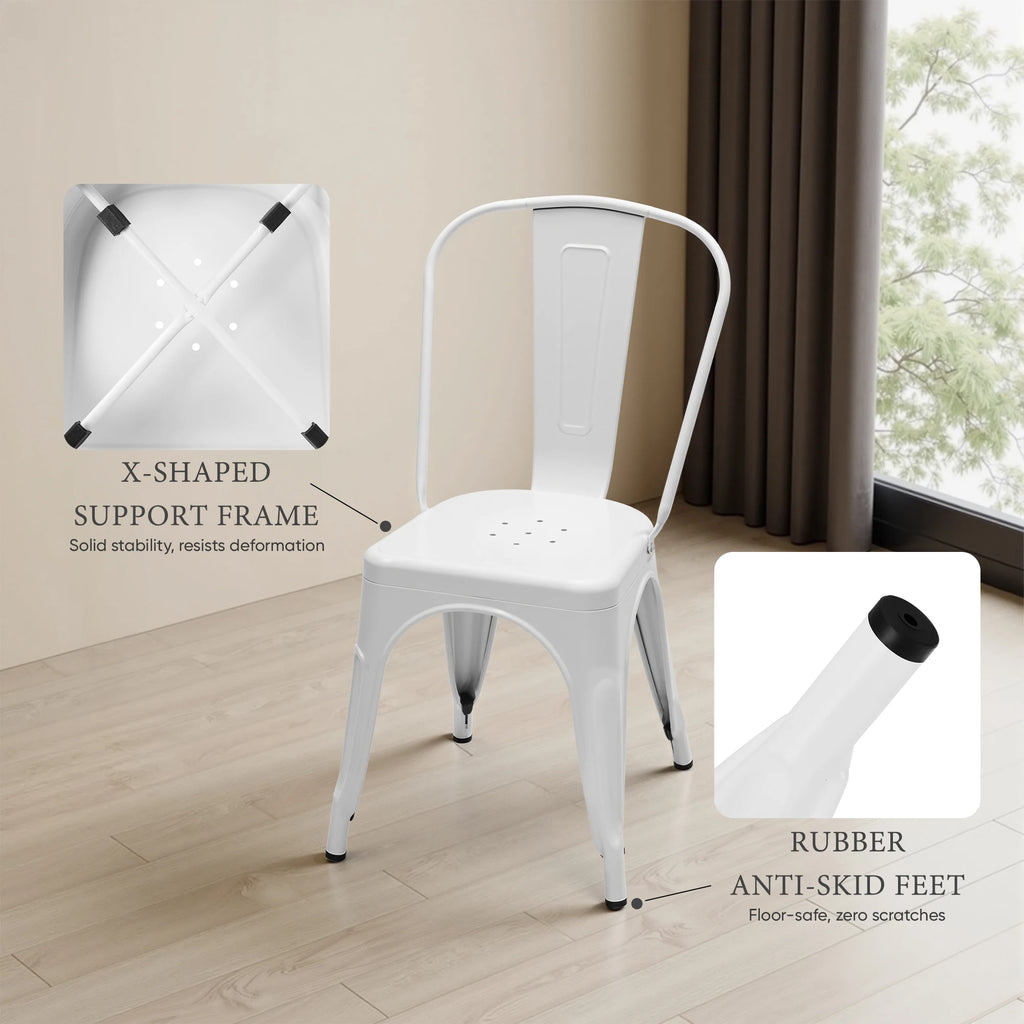 4 Metal Dining Stackable Patio Outdoor