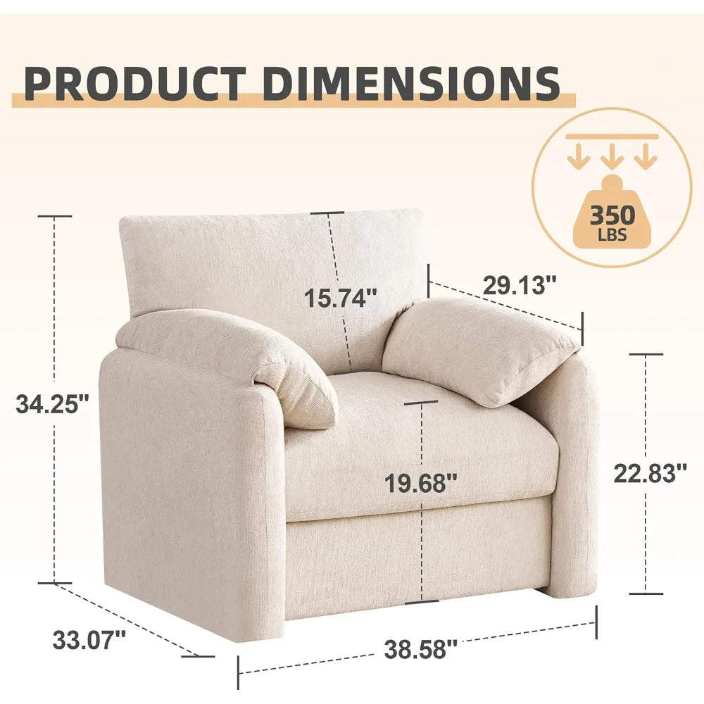 38.6 Large Chenille Armchair