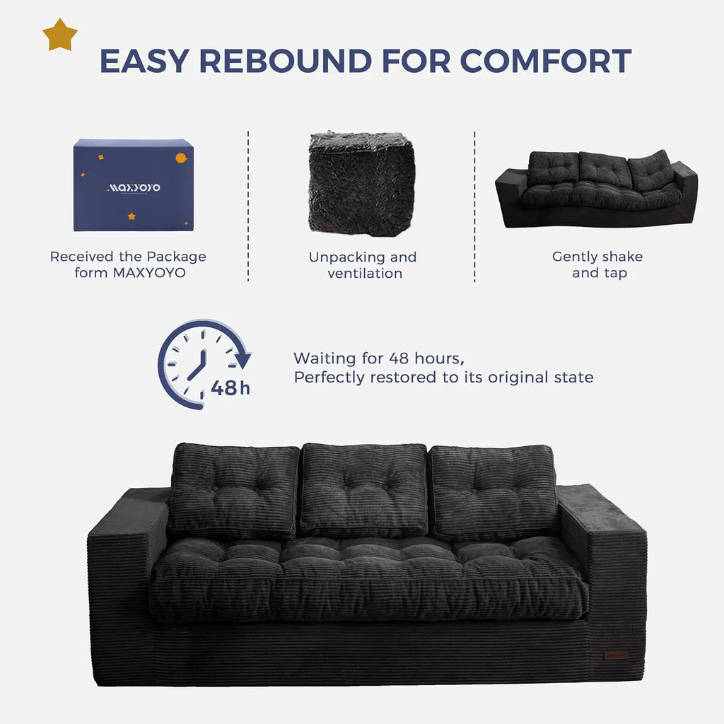 3-Seater Couch Boneless Tuffed