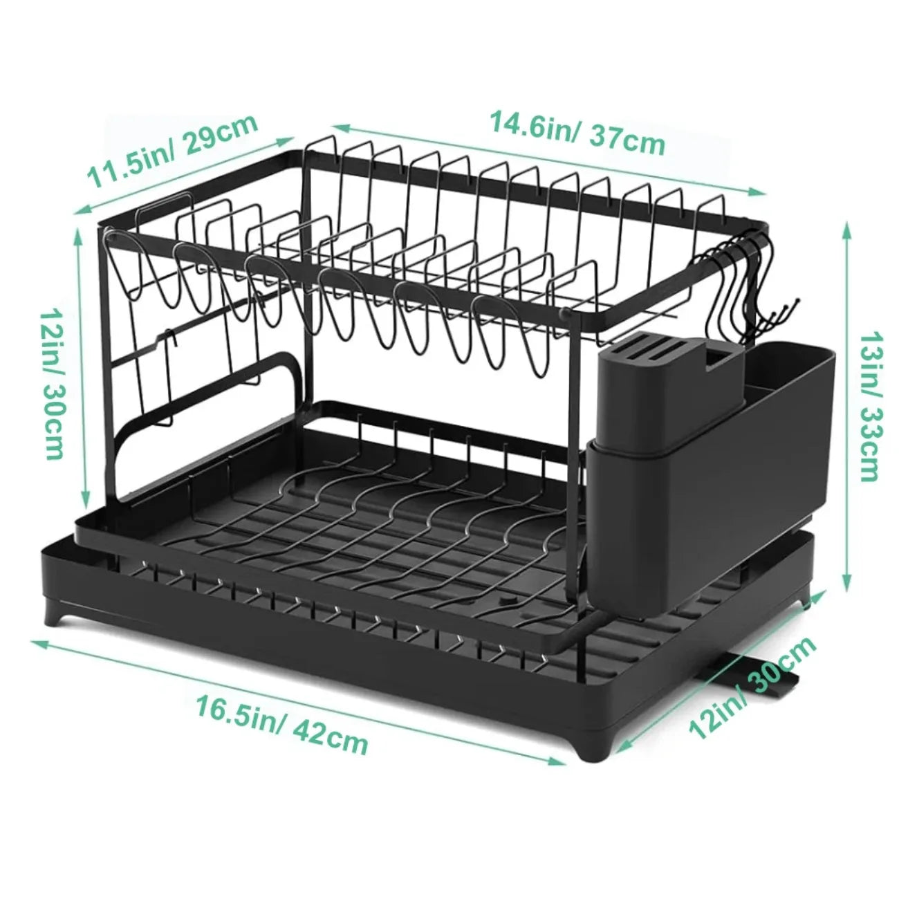 2-Tier Rotating Dish Rack – 360° Swivel