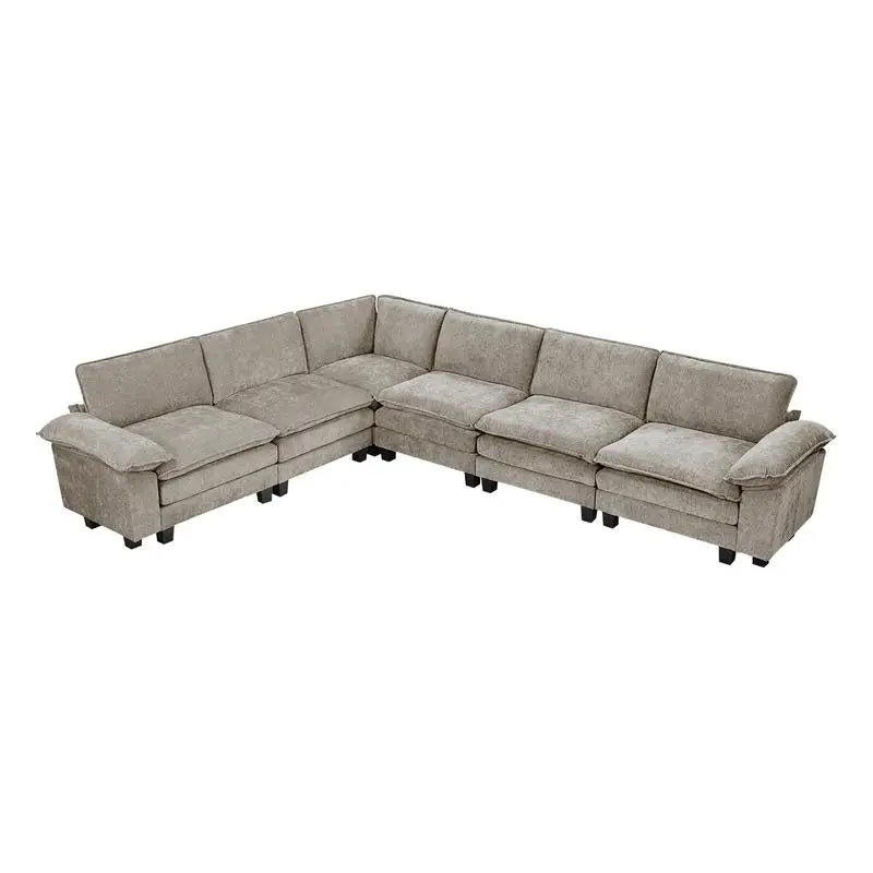 Plush Cenille Modular Sectional Sofa Set