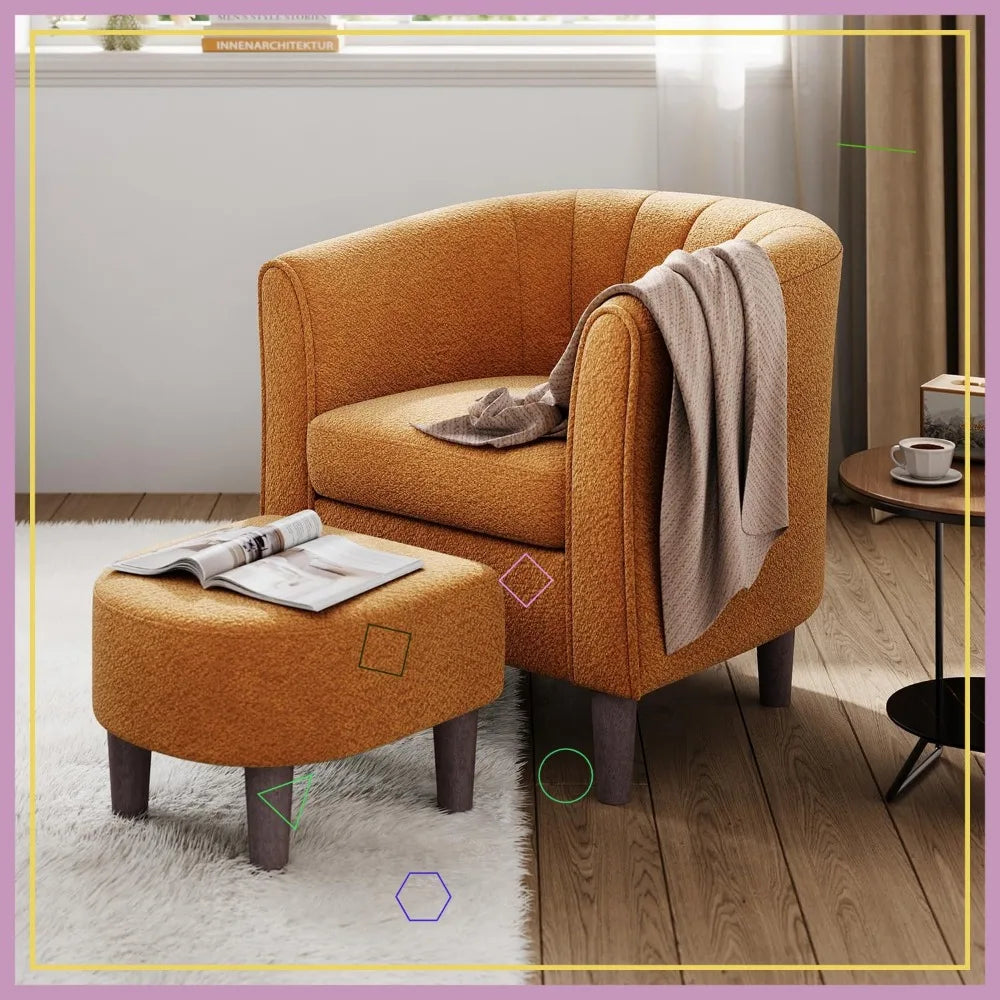 Chenille Accent Chair w/Ottoman