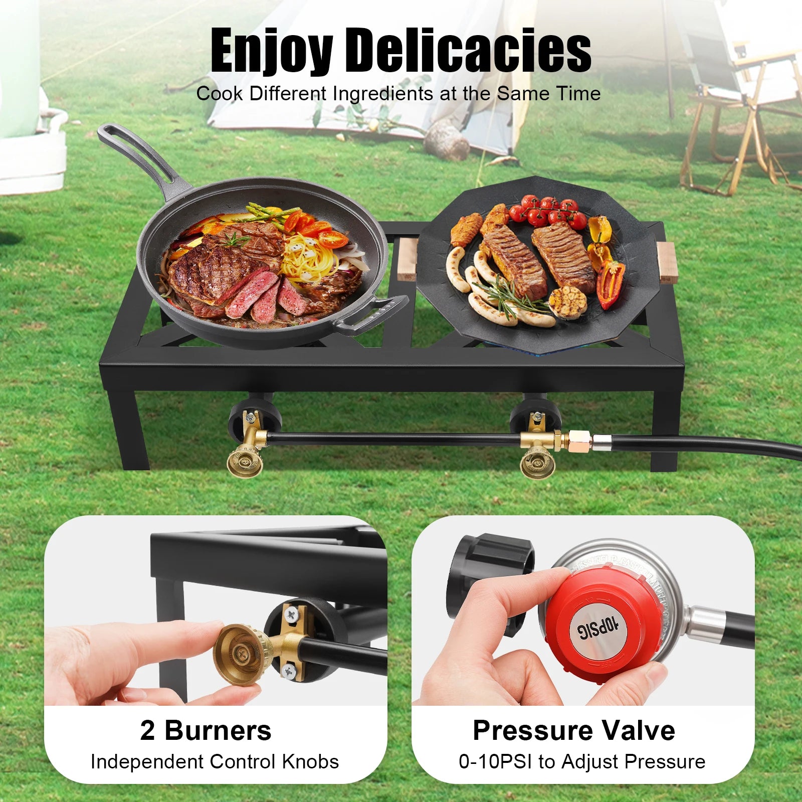 Portable Double Burner Outdoor Propane Stove