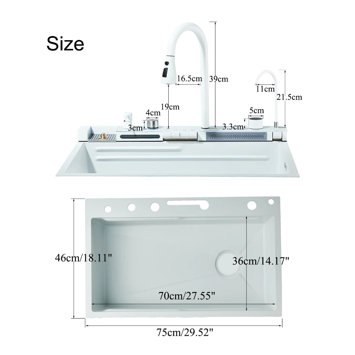 White Stainless Waterfall Digital Display Faucet