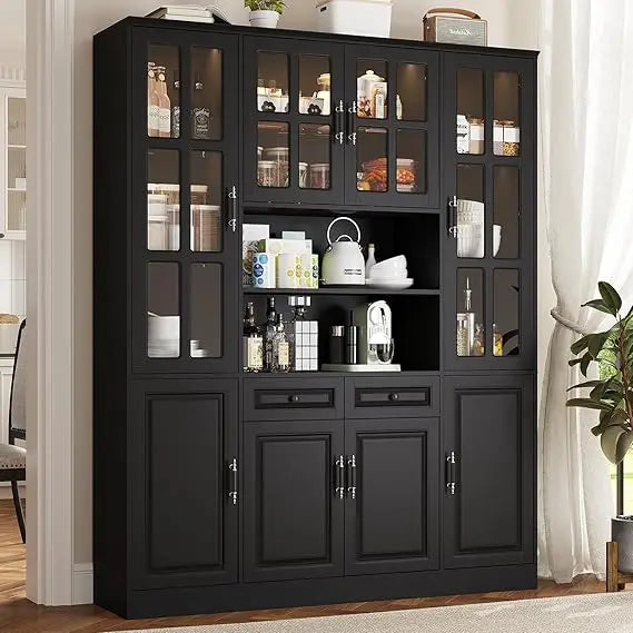 78.7 White Cabinet with Glass Doors