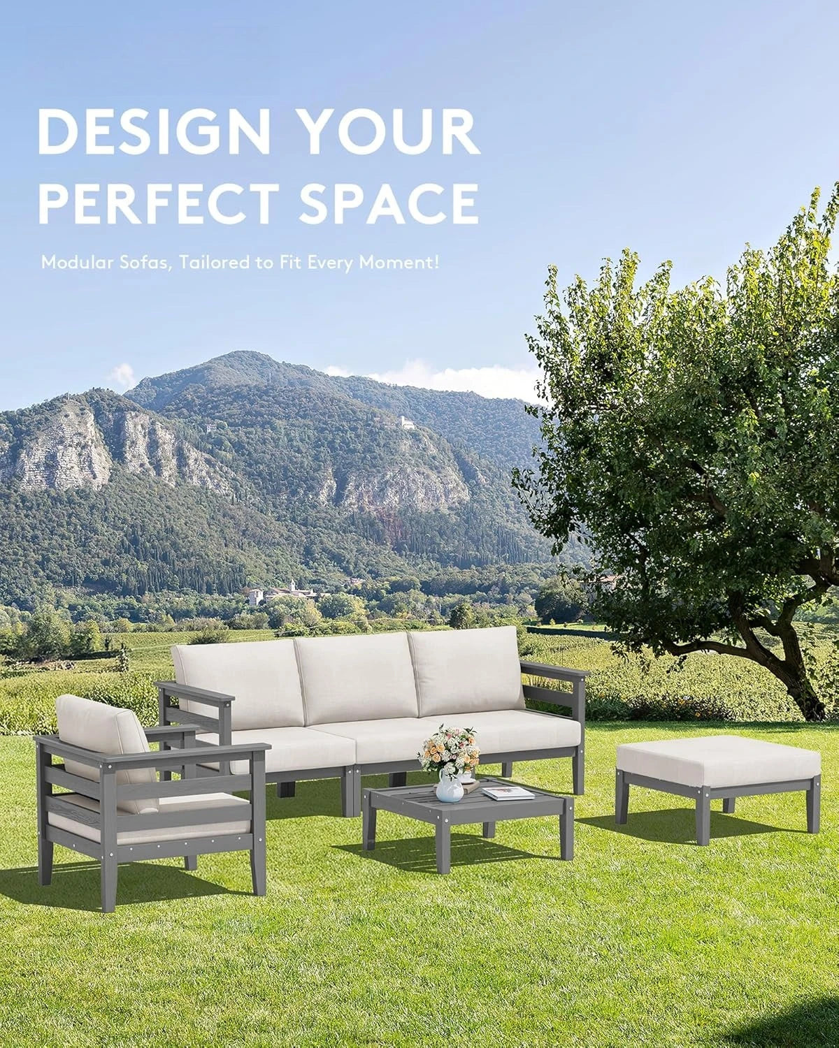 HDPE Patio Set, 6 Pieces
