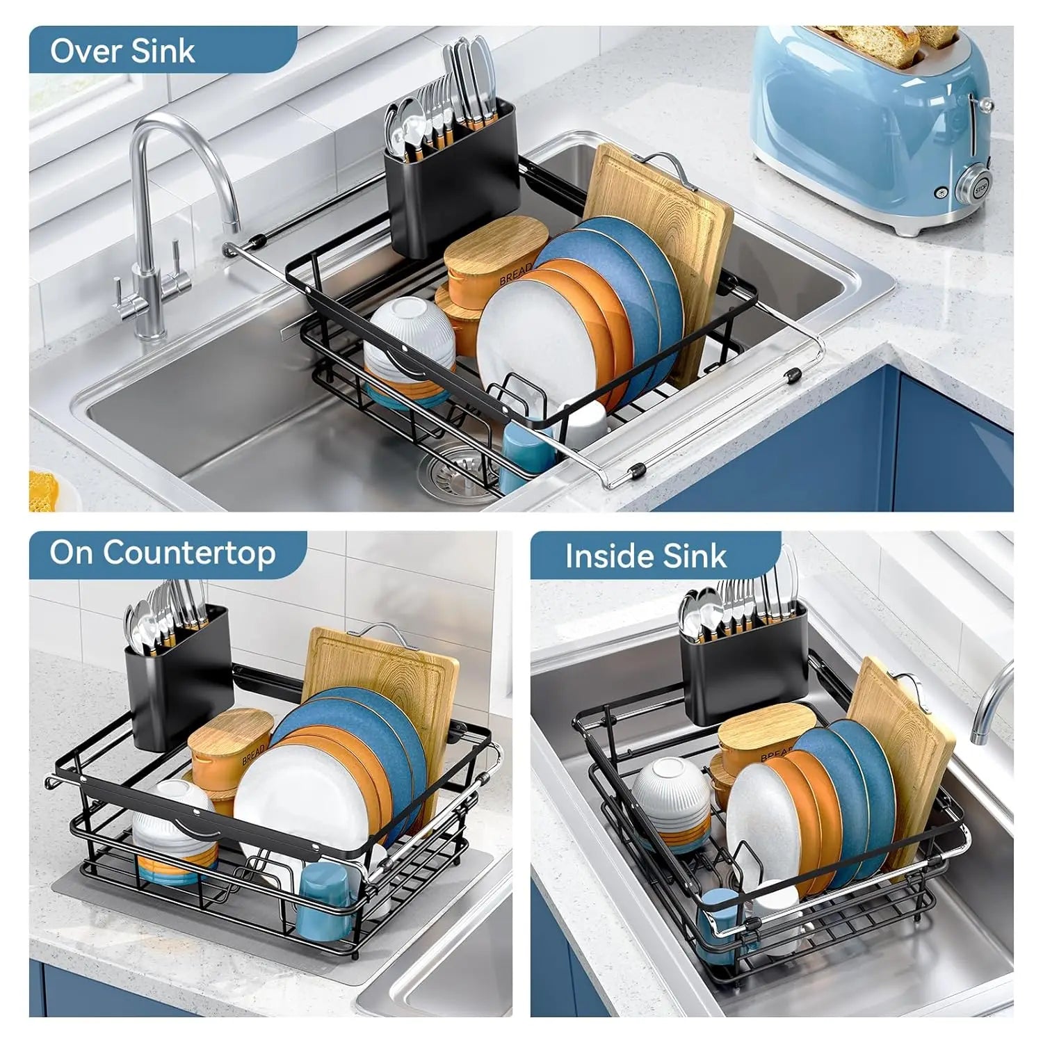Over the Sink Dish Rack, Expandable In-Sink