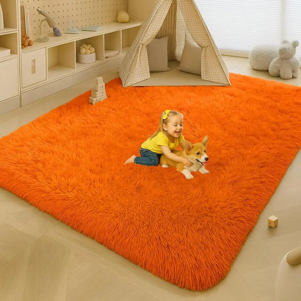 9x12 Plush Soft Fluffy Shag Orange