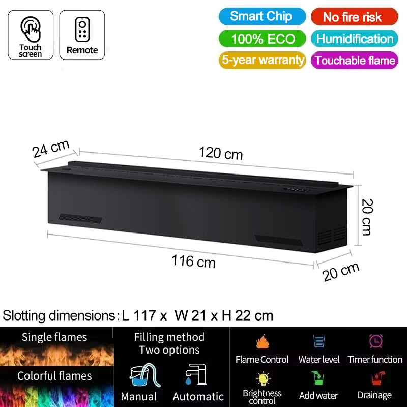 water vapor fireplace, 3D flame effect