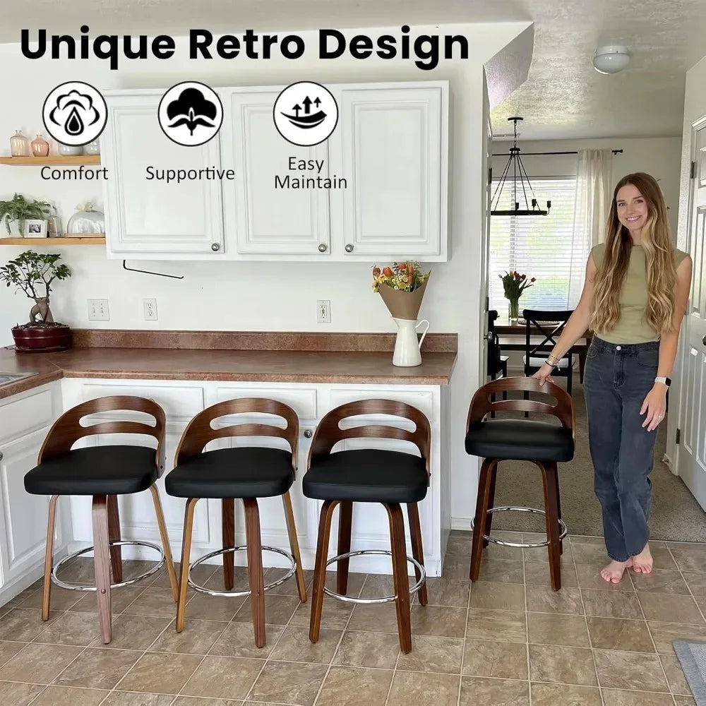 Set of 2 Swivel Bar Stools Walnut
