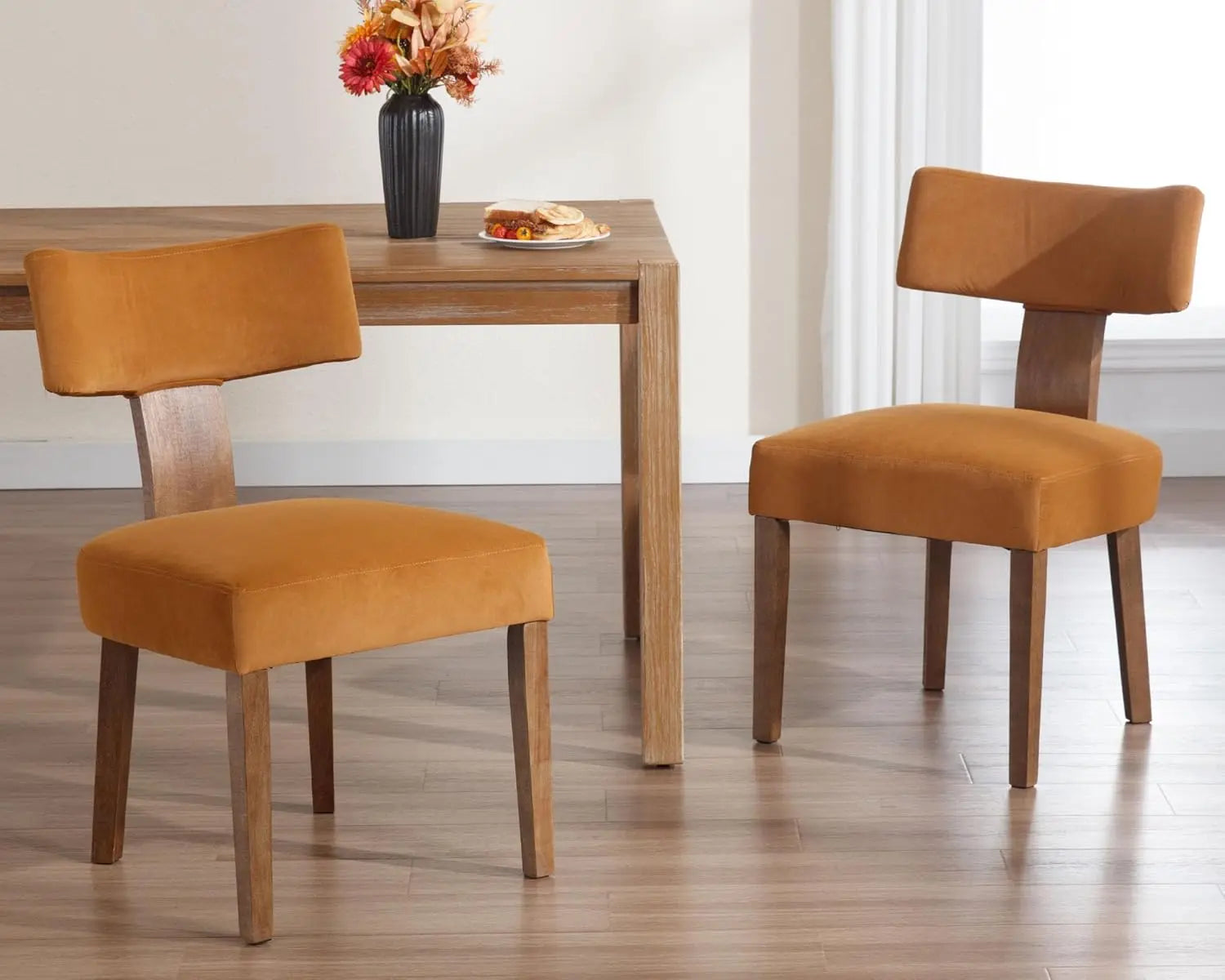 Upholstered PU Leather w/Wood Leg