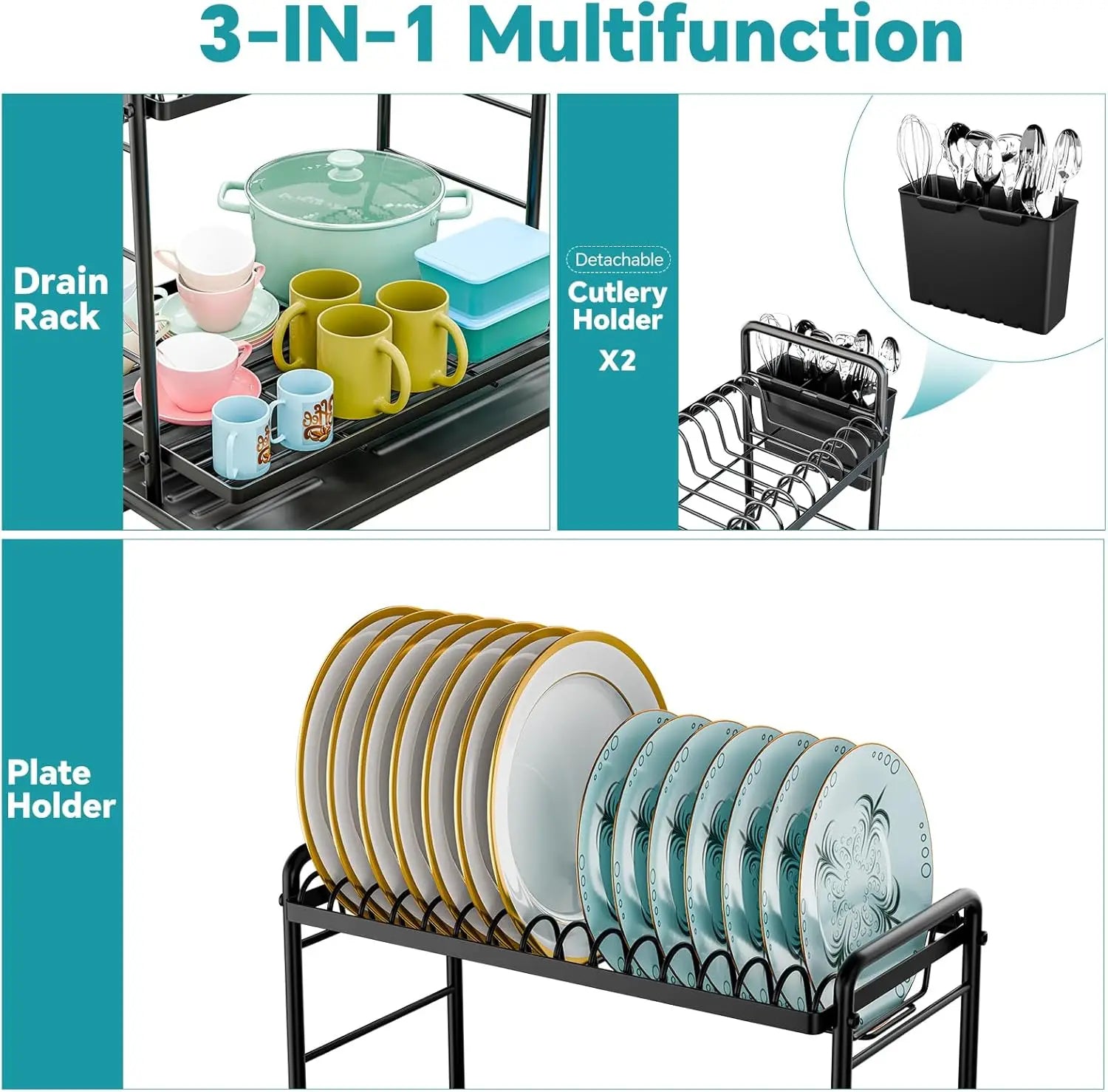 2-Tier Dish Rack Counter, Large