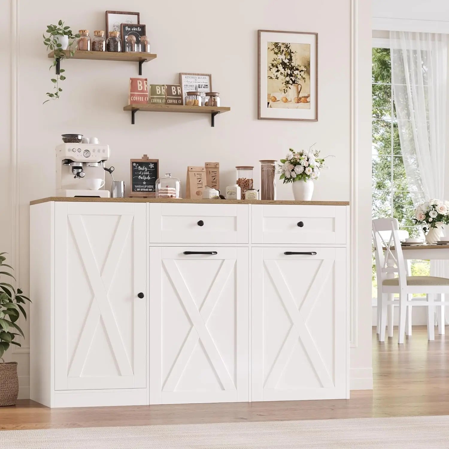 12.5 Gal Kitchen Double Trash Cabinet, 47"