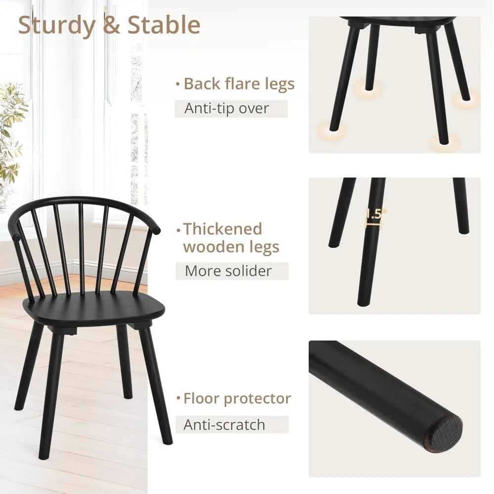 4 Black Farmhouse Semicircular Backrest