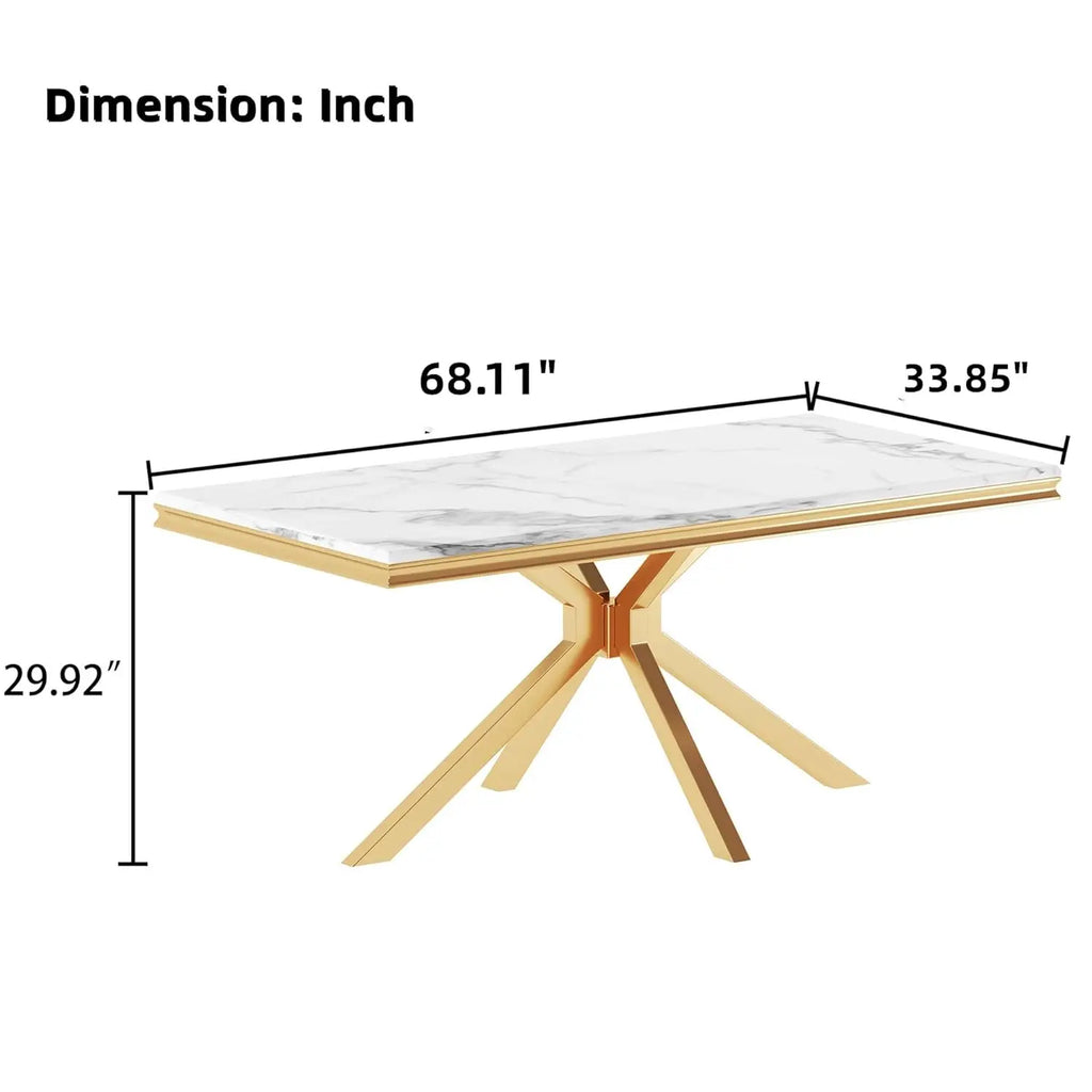 68" Modern White Faux Marble for 6-8 Rectangle