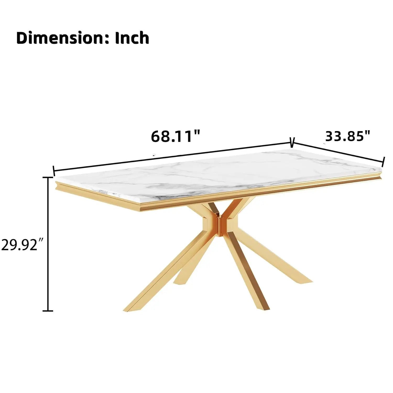 68" Modern White Faux Marble for 6-8 Rectangle