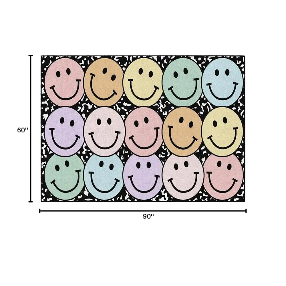 5x7'6" Pastel Rainbow Smileys