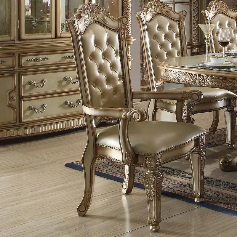 2 Bone /Gold Patina Tufted
