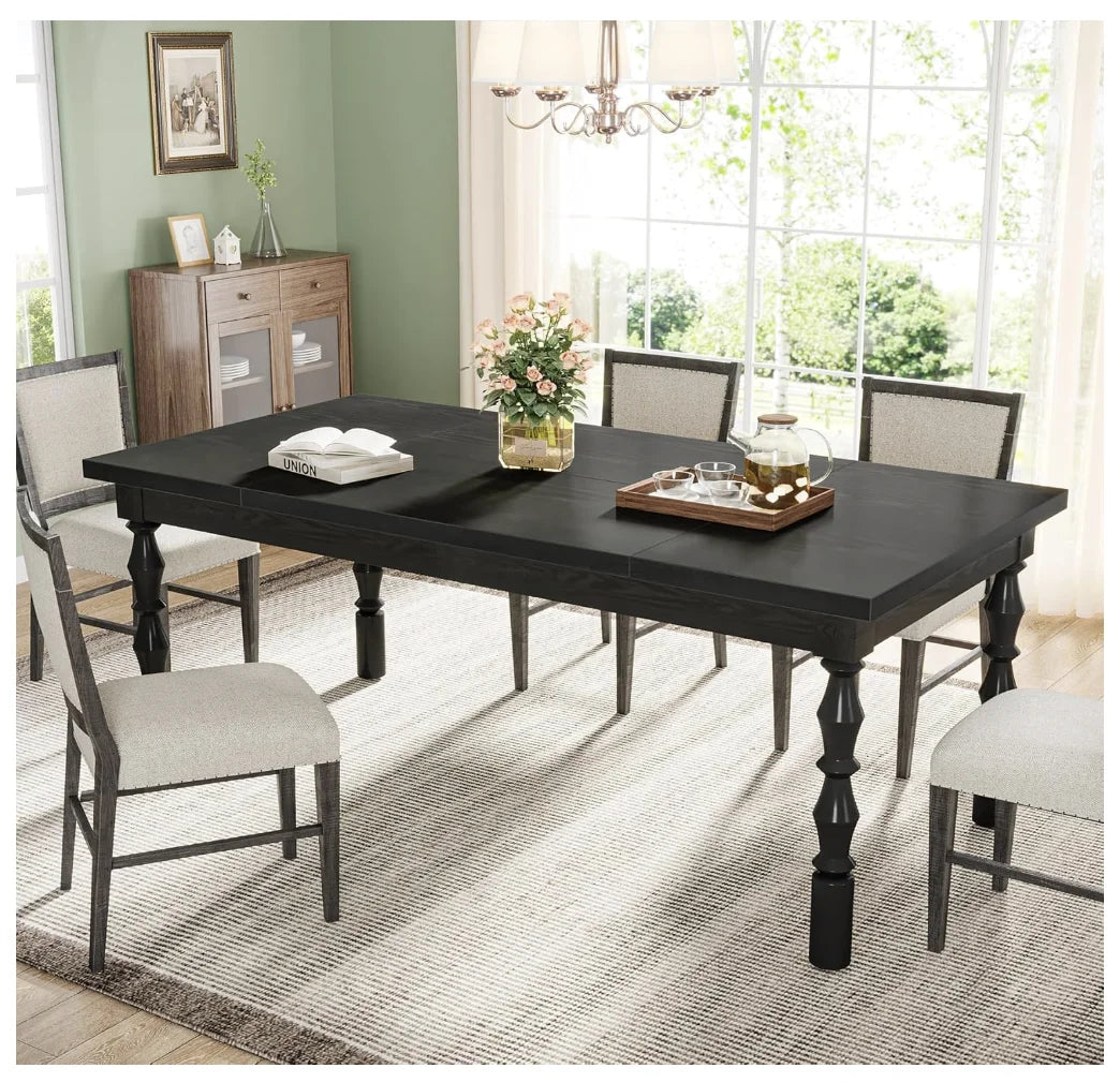 62" Wood Black for 4-6 Farmhouse Rectangle
