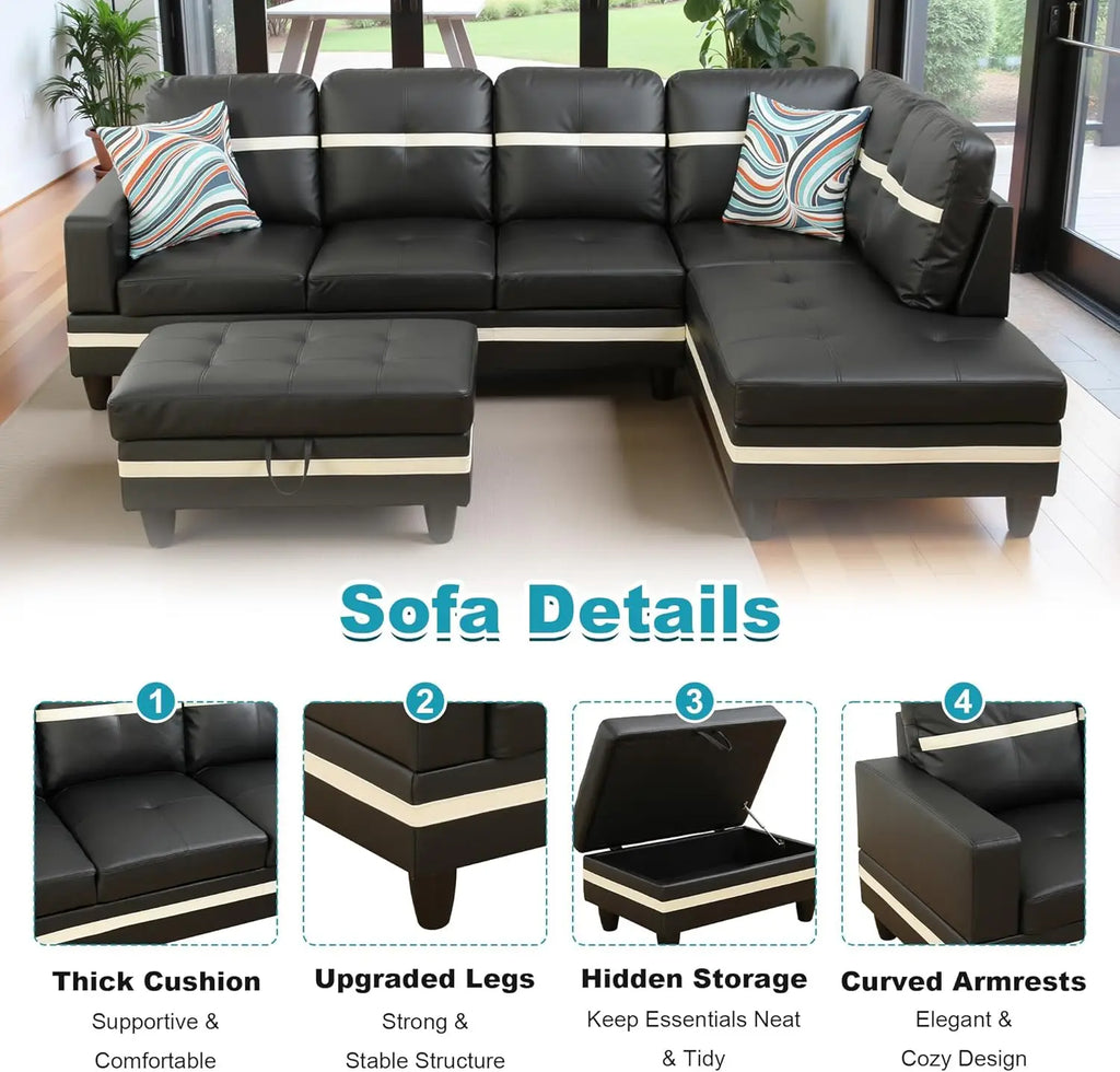 103.5" Oversized Sectional Couch L-Shaped