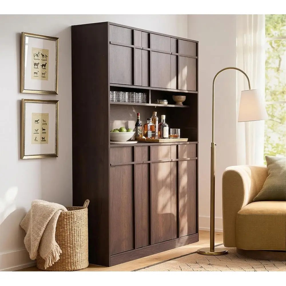 72" Kitchen Pantry Cabinet W/Walnut Countertop