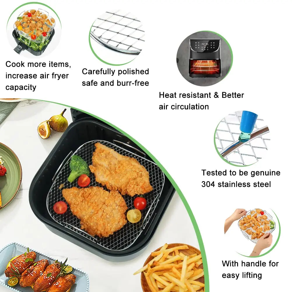 Air Fryer Baking Rack Metal Square/Round/Rectangle