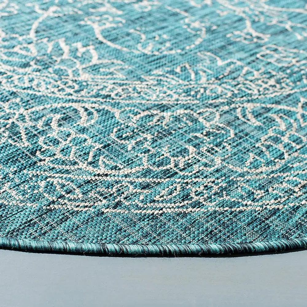 6'7" Circle Turquoise Indoor/Outdoor Washable