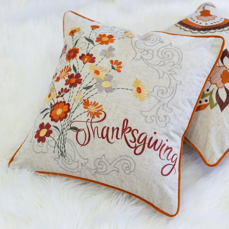 Autumn Floral Embroidered pillow