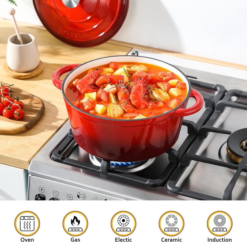 7.5 QT Enameled Cast Iron Dutch Oven Lid