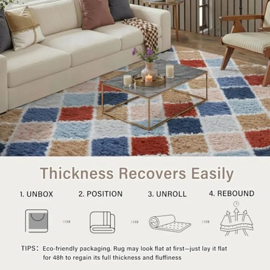 6x9 Checkered Rainbow Modern Soft