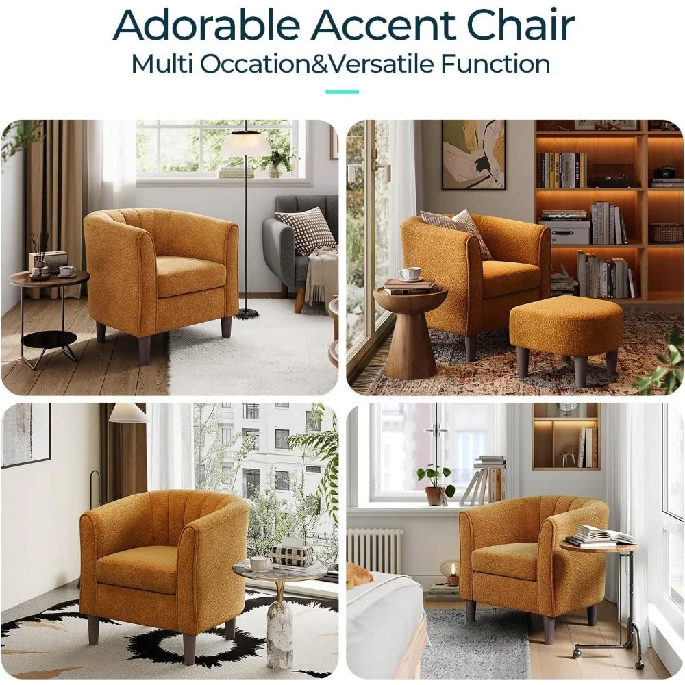 Chenille Accent Chair w/Ottoman