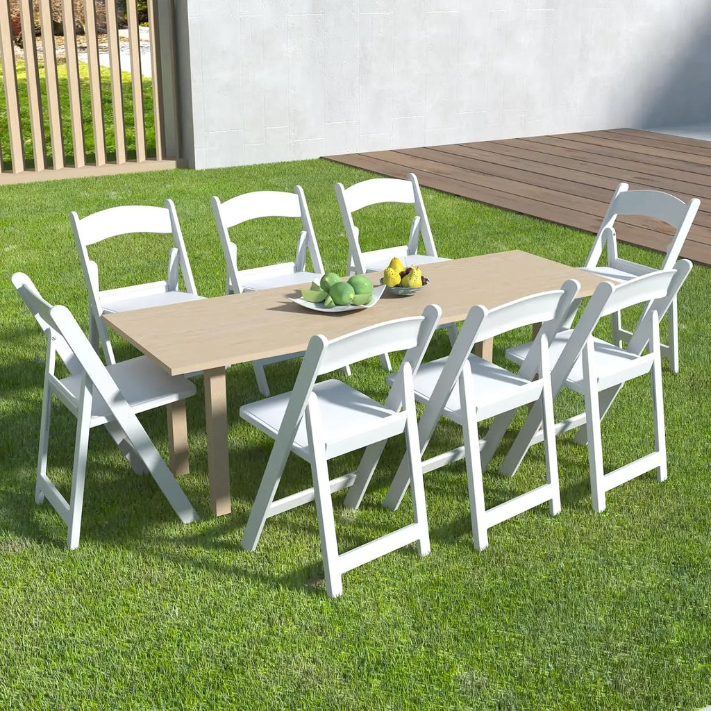 8 White Resin Folding w/Padded Seat